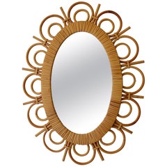 1950 Rattan Mirror Attributed to Louis Sognot