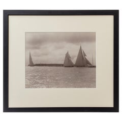 Silver Gelatin Print of J Class Racing through Cowes Roads Signed Kirk of Cowes
