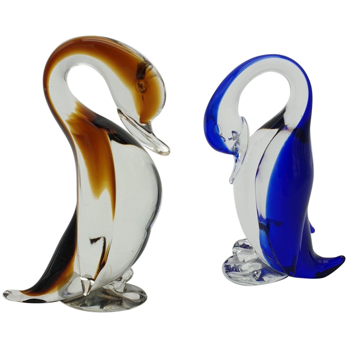 Modern Murano Glass Duck Pair by Cenedese, 1980s For Sale