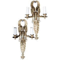 Pair of French Bronze Wall Appliques or Sconces Empire Style