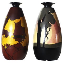 1920-1925 Pair of Vases by Louis Giraud, Vallauris, Terracotta, France
