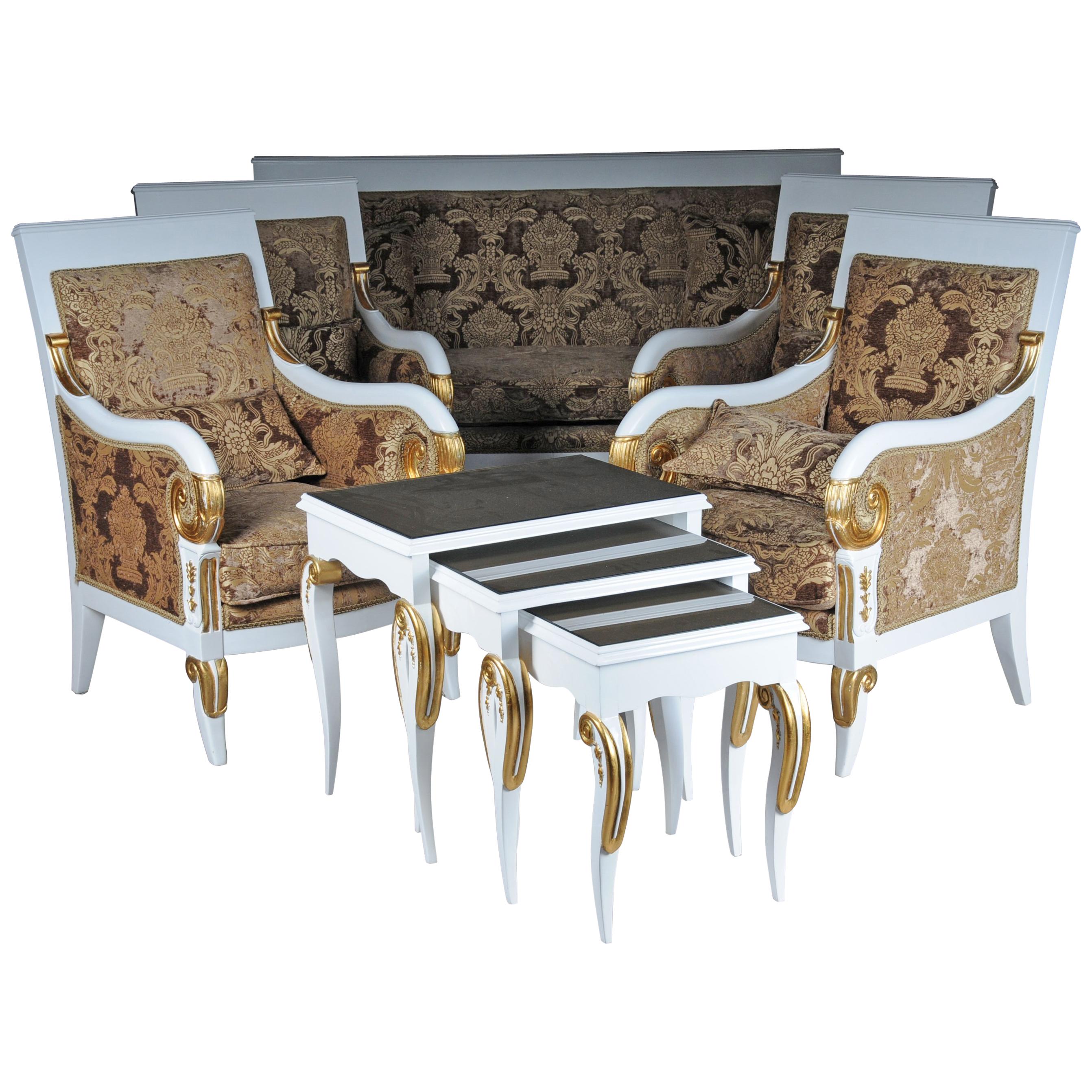 Empire Salon Seating Group with Side Tables Set Ameublement For Sale