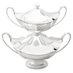 Antique Edwardian Adams Style Sterling Silver Soup Tureens