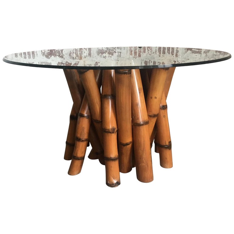 Sculptural Bamboo Pedestal Dining Table by Antonio “Budji” Layug at 1stDibs