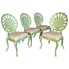 Vintage Set of 4 Shell Back Grotto Chairs in Cast Aluminium by Brown Jordan