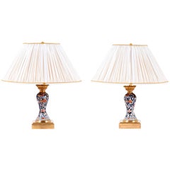 Antique Pair of Porcelain Lamps with Imari Decor, Late 19th Century
