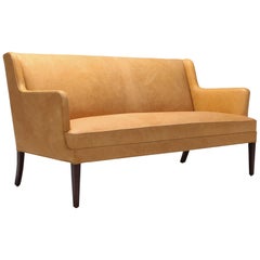 Nanna Ditzel Style Danish Sofa in Camel Leather