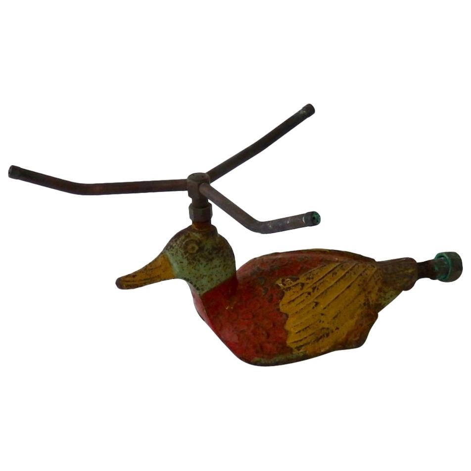 Folk Art Cast Iron Duck Form Lawn Sprinkler