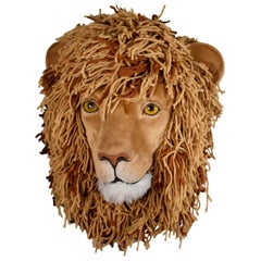 Faux Taxidermy Yarn & Fabric Mounted Lion Head seen in Samurai Cop