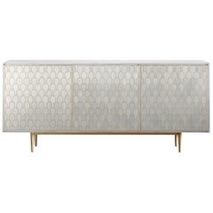 Bethan Gray Nizwa Three Door Cabinet in White and Brass