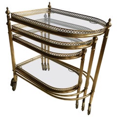 Beautiful Nest of Retro Brass Tables/Trolleys