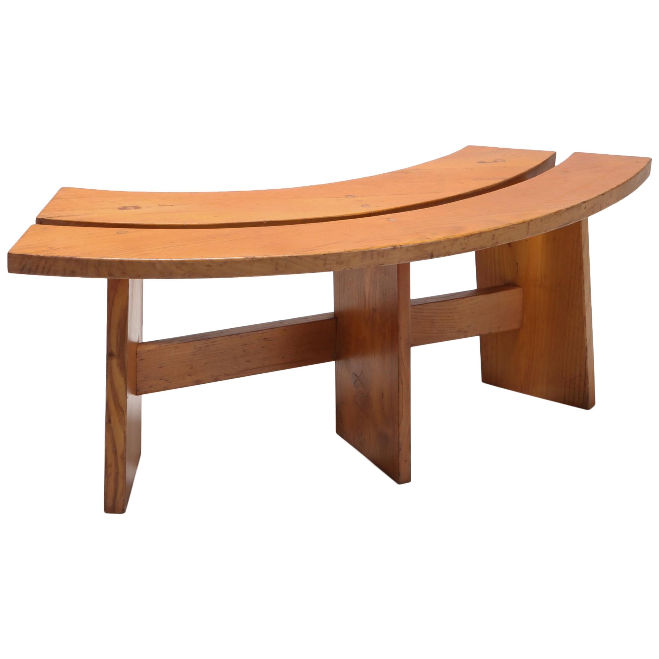 Pierre Chapo Style Curved Bench in Elmwood