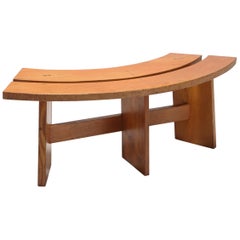 Pierre Chapo Style Curved Bench in Elmwood