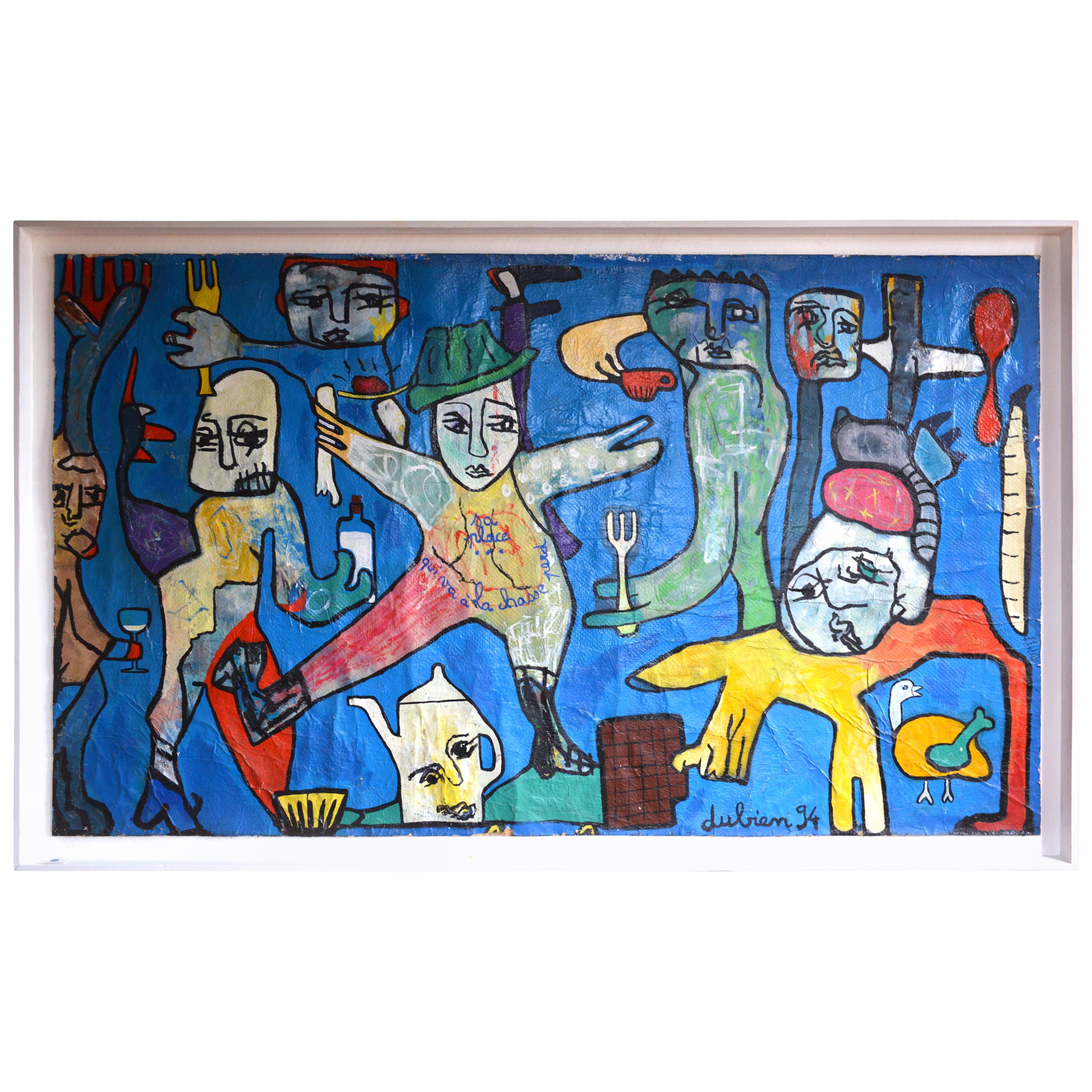 French Festive Painting Dubien, 1994 For Sale