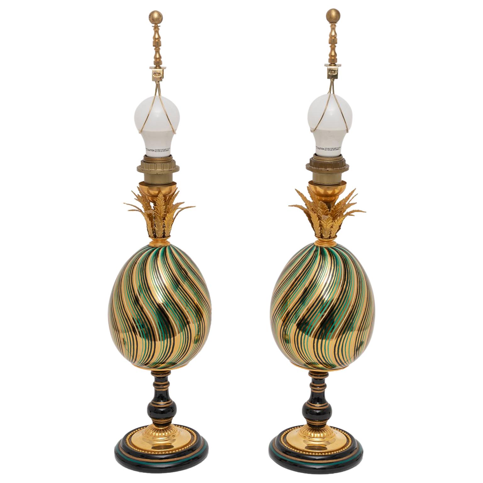 Pair of Egg Form Table Lamps
