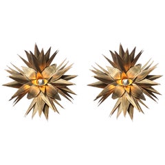 Star Shaped Palm Tree Style Brass Sconces