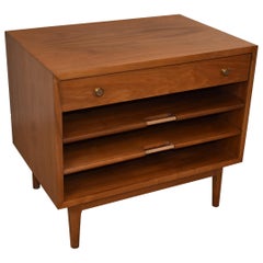 Drexel Declaration Modern Walnut Magazine Side Table by Kip Stewart