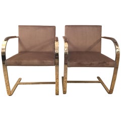 Ten '10' Vintage Solid Brass Brno Chairs by Ludwig Mies van der Rohe
