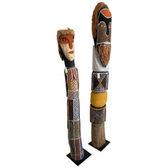 Australian Aboriginal Primordial Ancestor Couple Statues from Tiwi Island