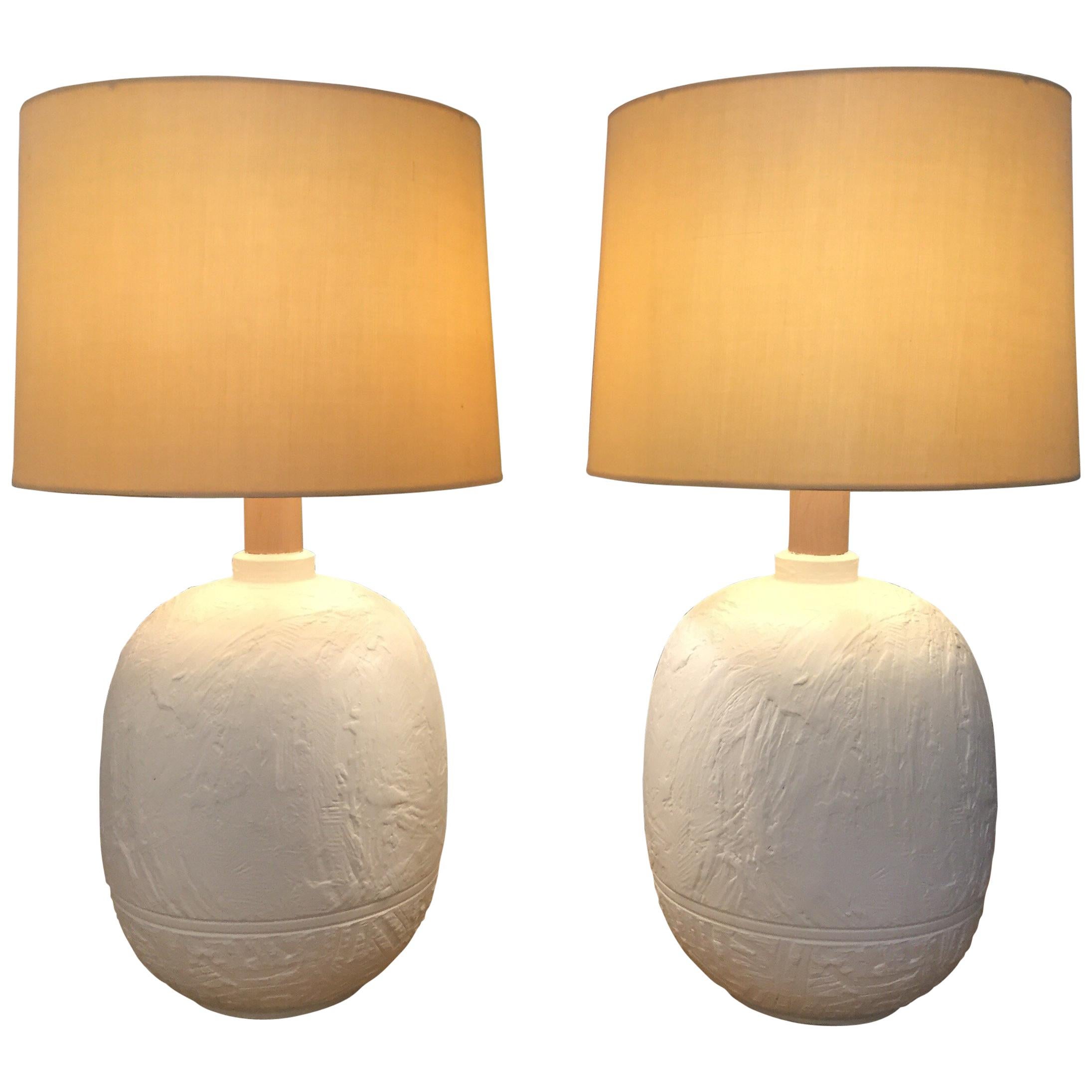 1960s Textured Plaster Table Lamps