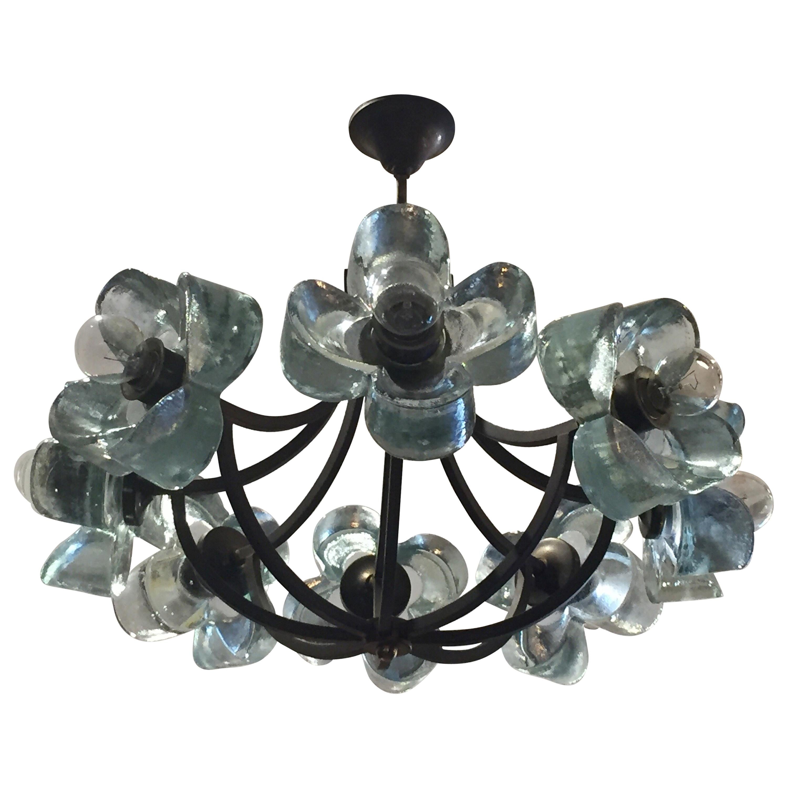 Exceptionally Rare Glass Daisy Chandelier