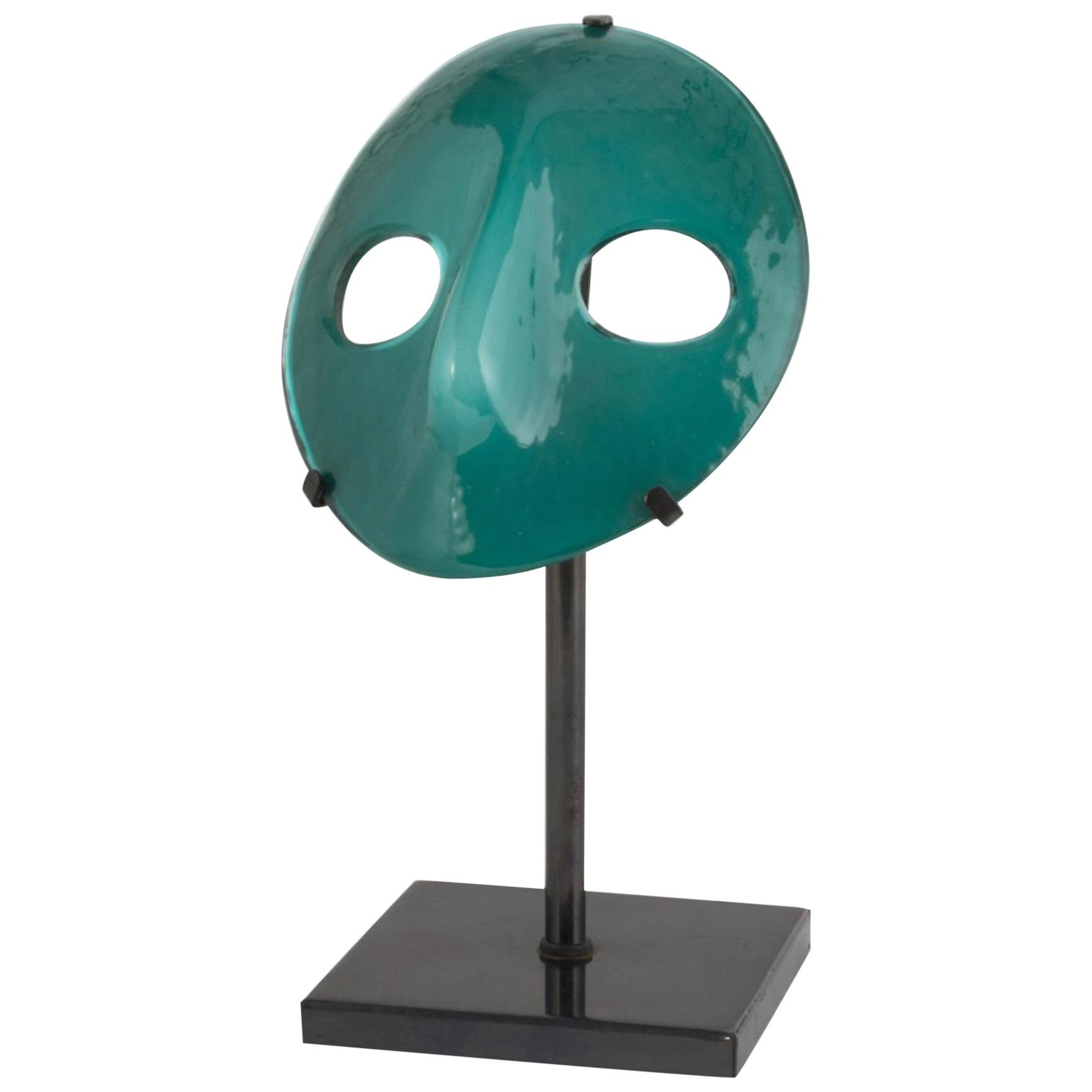 Vintage "Venini Mask", Green Murano Glass, 20th Century