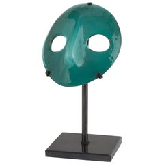 Vintage "Venini Maske":: grünes Muranoglas:: 20