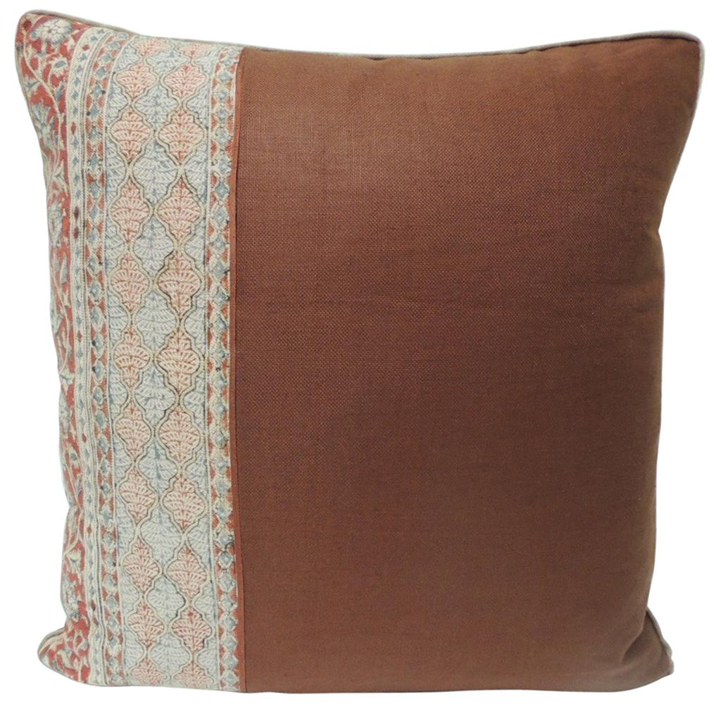 Vintage Kalamkari Indian Square Decorative Pillow