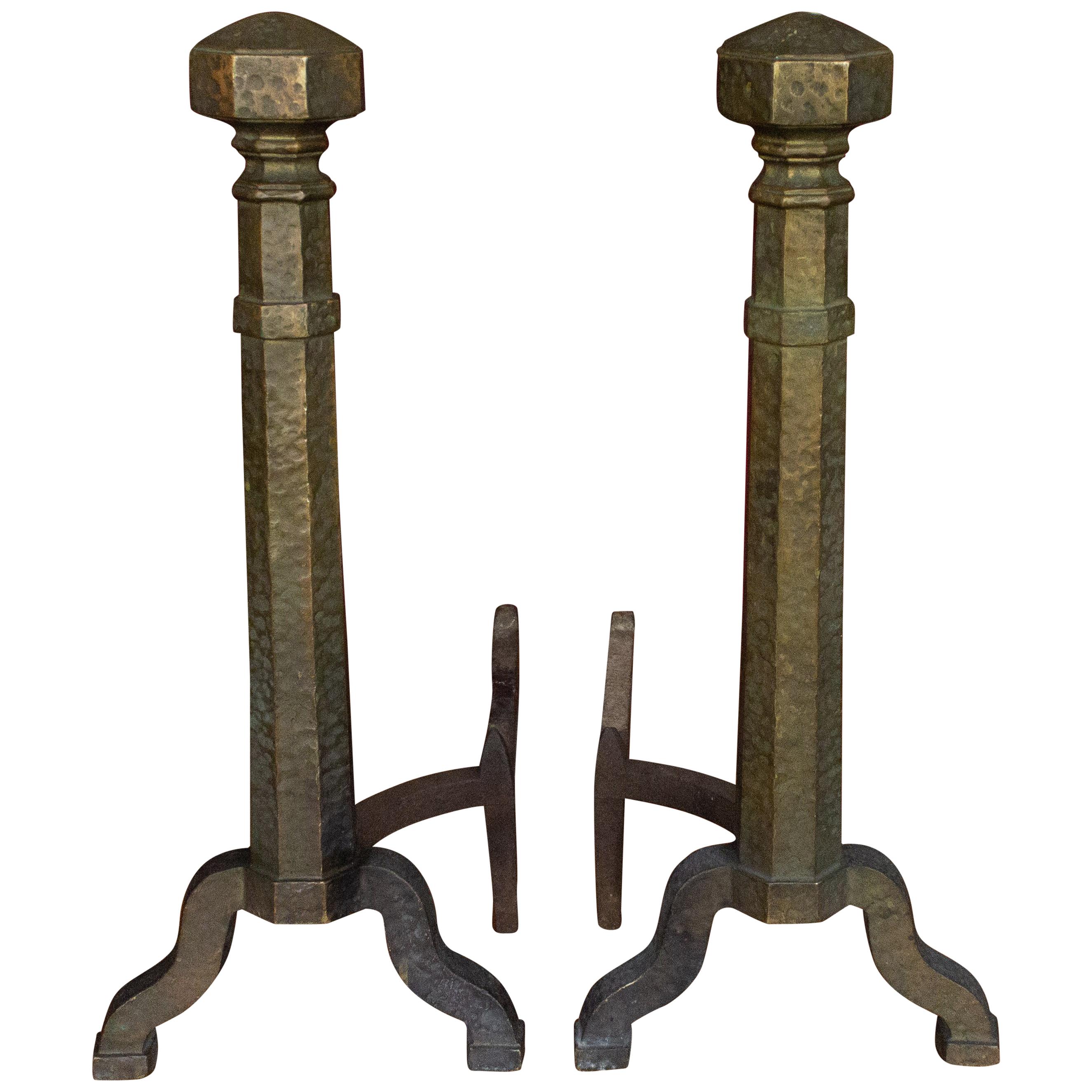 Pair of Large Art Deco Andirons For Sale