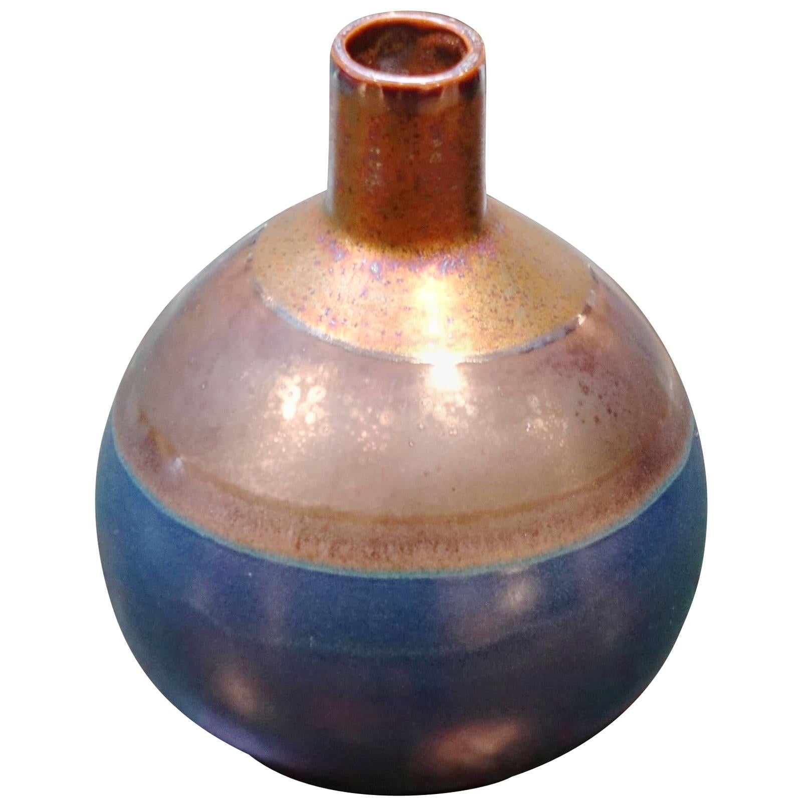 Blue, Copper Color Iridescent Vase, China, Contemporary