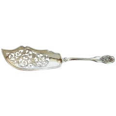 19th Century Silver-Plate Hand Engraved Fish or Dessert Slice, Figural Motifs