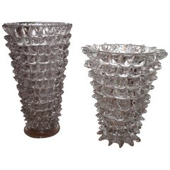Two Murano Glass Vases with Spikes Decor