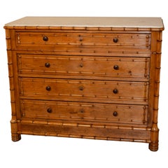 19th Century French Faux Bamboo Chest of Drawers