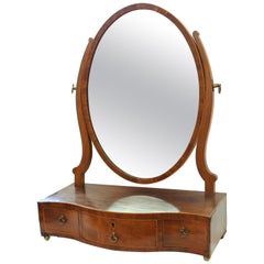 Antique English Geo. III Mahogany  Serpentine front Shaving Mirror