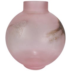 Vintage Huge Cenedese Pink Scavo Spherical or Globe Shaped Murano Glass Vase