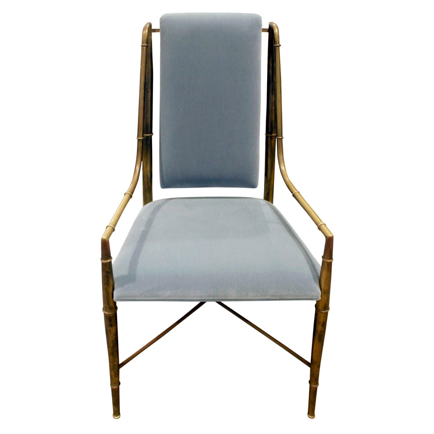 Mastercraft Elegant Chair with Bronze Frame with Bamboo Motif 1970s