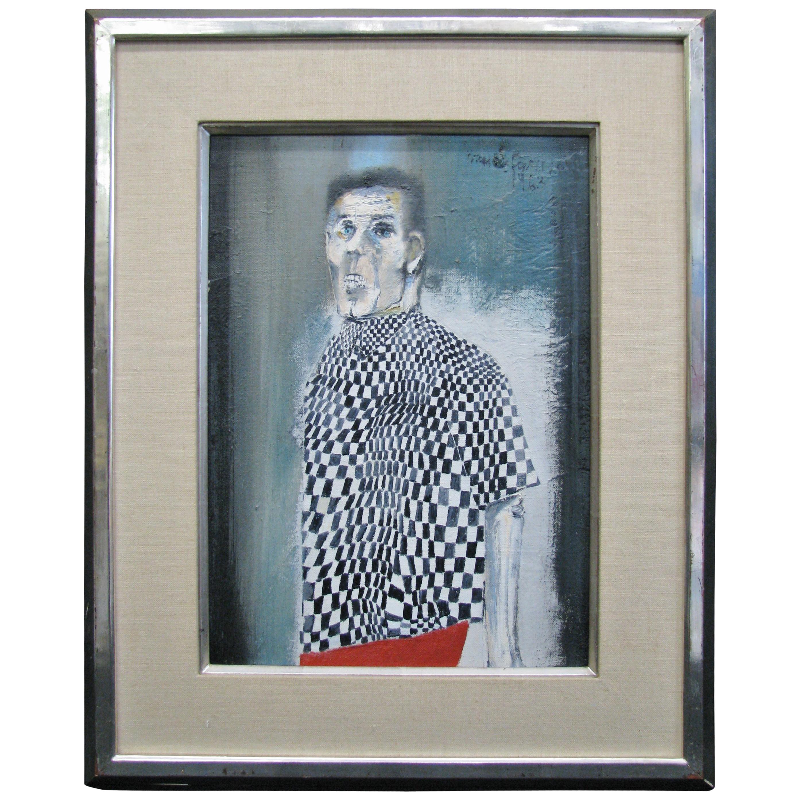 1963 Oil on Canvas by Bruno Caruso, 'Study of a Man in New York' For Sale