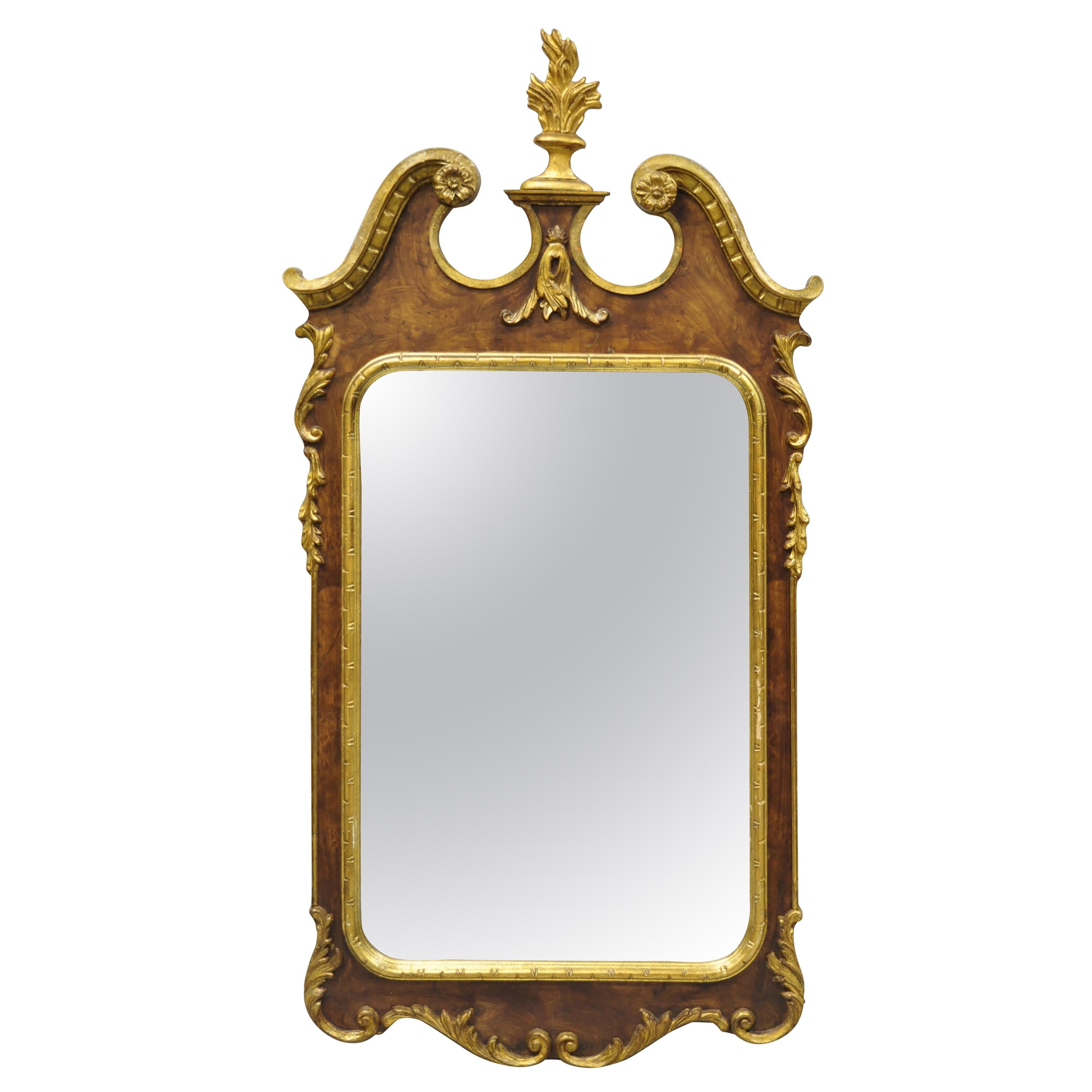 Carved Wood American Federal Parcel Gilt Wall Mirror by Decorative Crafts Inc. For Sale