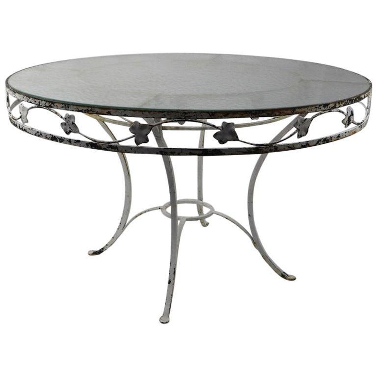 Large Scale Wrought Iron and Glass Patio Table at 1stdibs