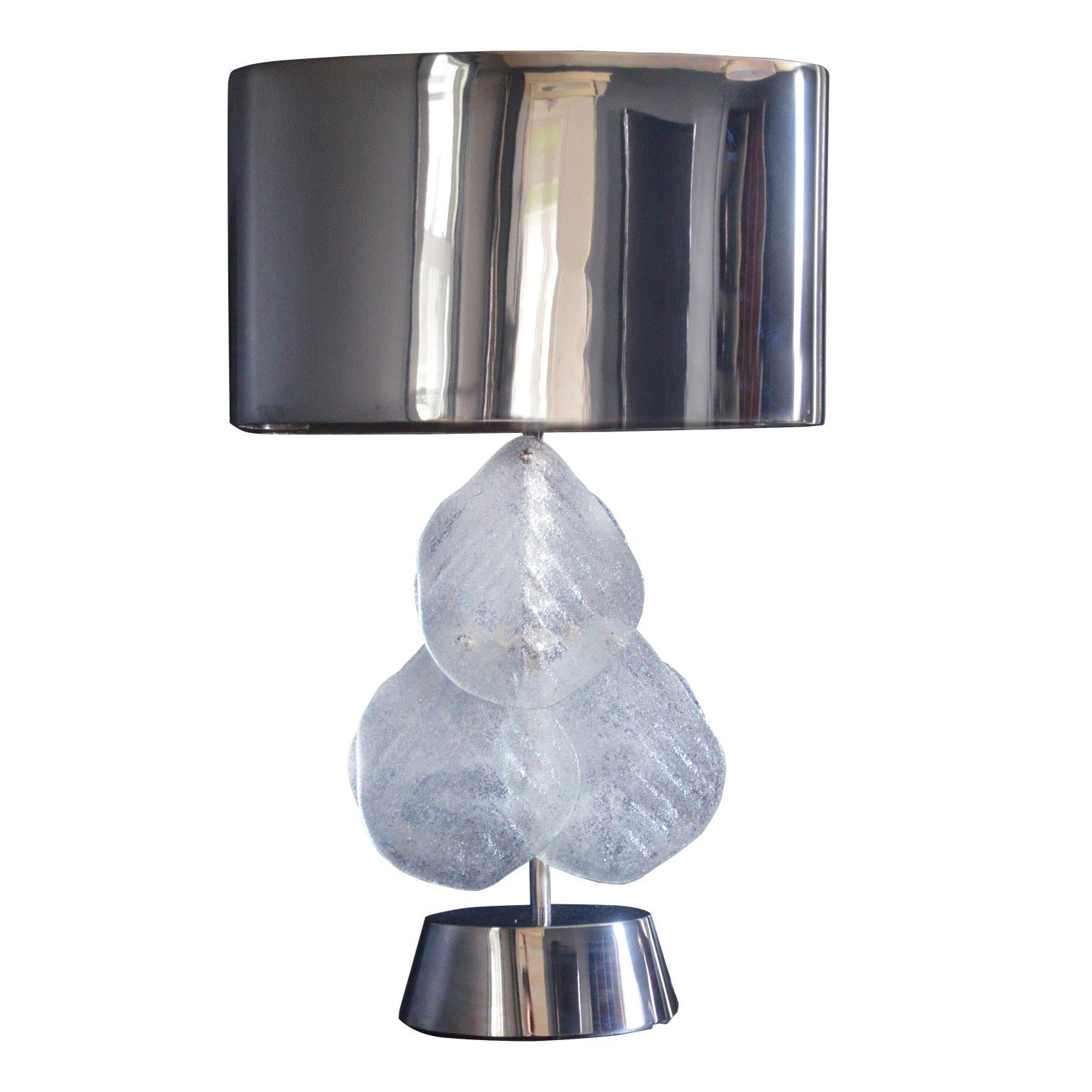 Impressive Murano Glass and Chrome Table Lamp For Sale