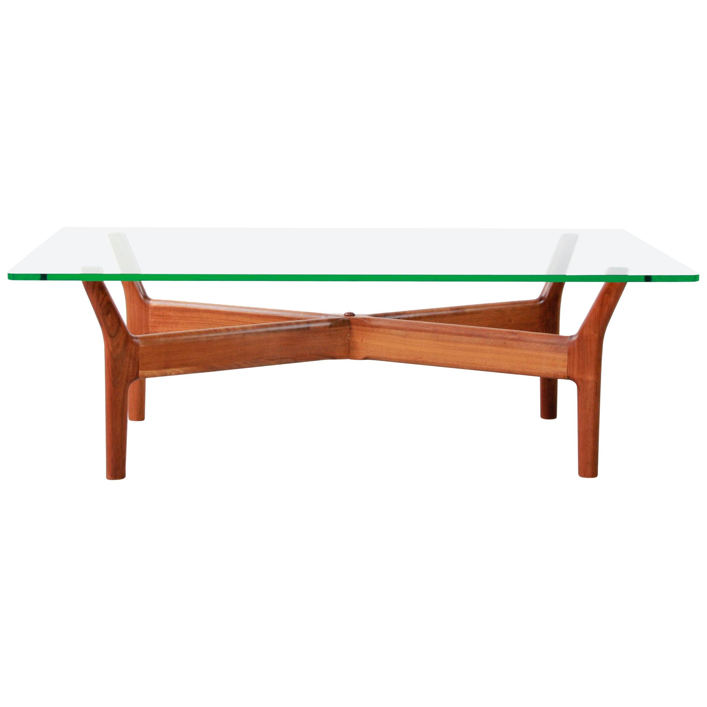 Scandinavian Teak and Glass Coffee Table by Alf Svensson for Bra Bohag Sweden