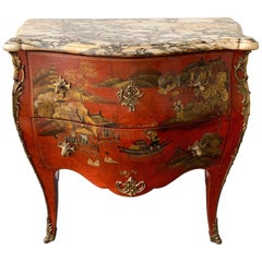 Commode Louis XV Lacquered Chinoiserie by Maison Jansen, France, 1960s