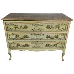 Italian Rococo Lacca Povera Painted Commode