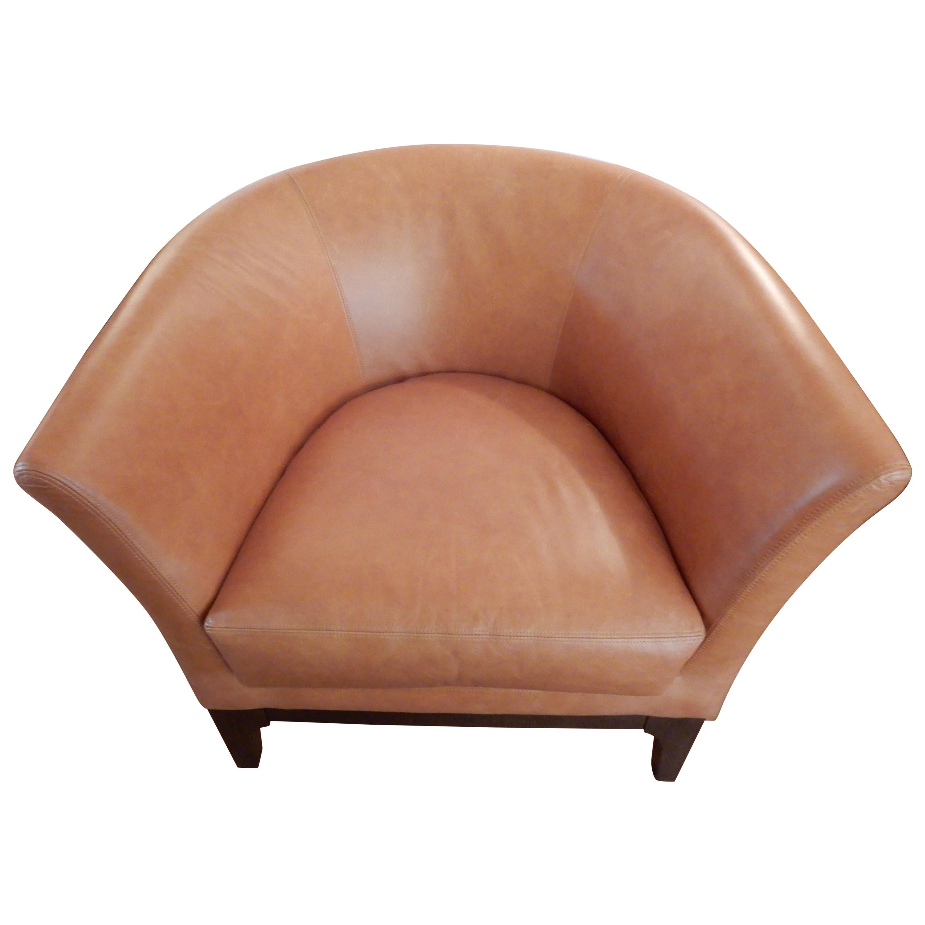 Pair of  Modern Italian Leather Club or Armchairs