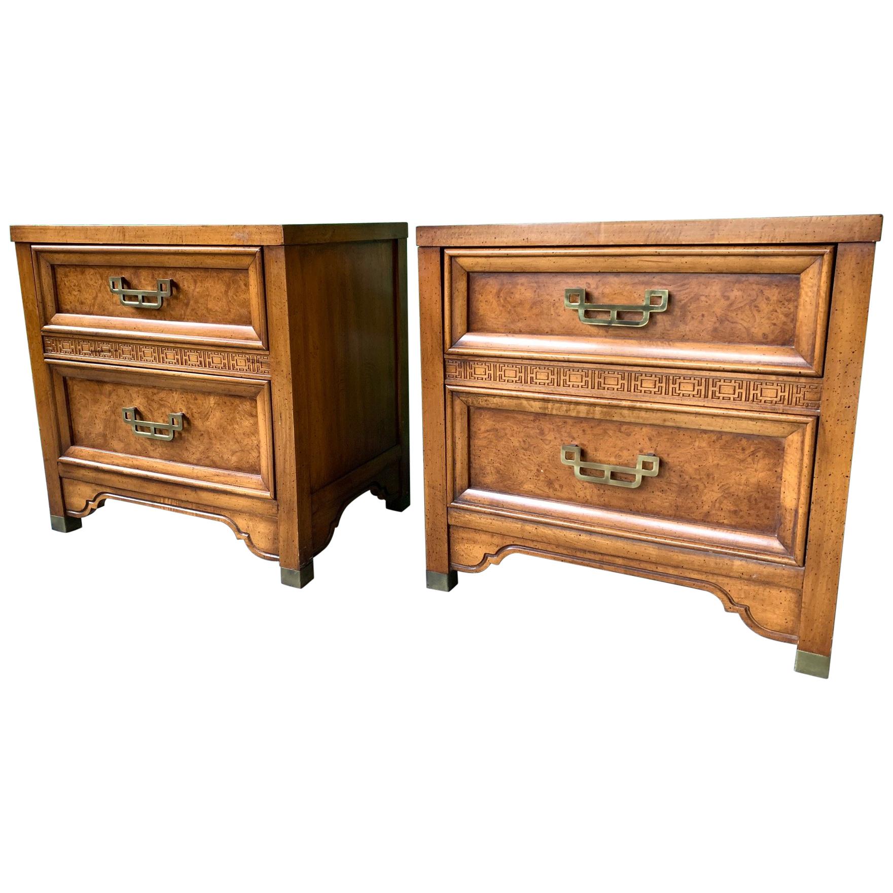 Pair of Burl Nightstands by Henry Link from the Mandarin Collection