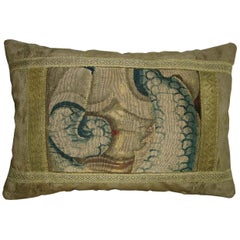 Antique Brussels Tapestry Pillow, circa 17th Century 1725p