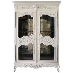 Vintage Painted French Style Display Armoire