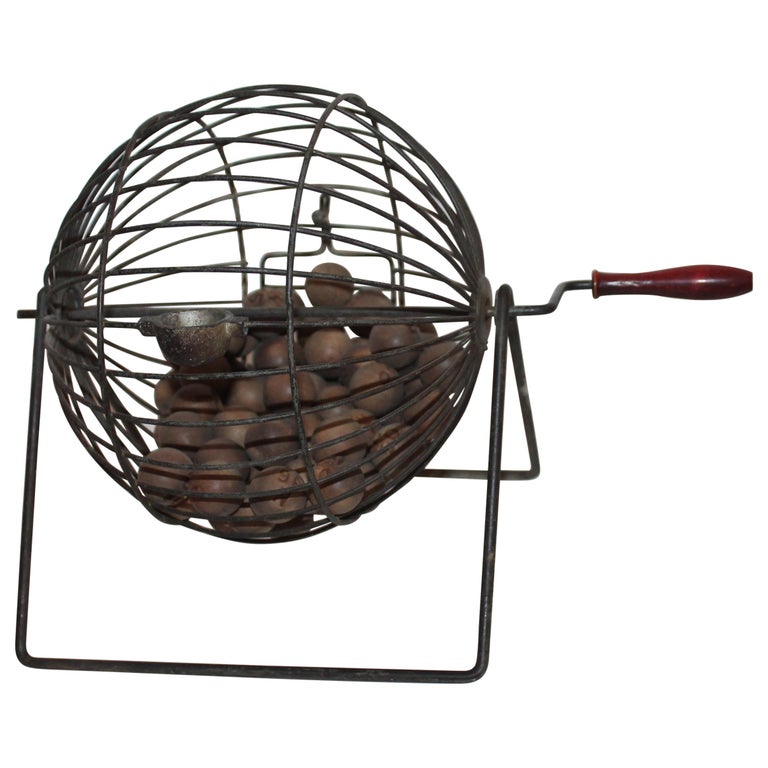 Bingo Roller with Numbered Wood Balls at 1stDibs