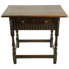 Antique Oak Table, Scottish Hall Table, Antique End Table, Scotland, 1930s