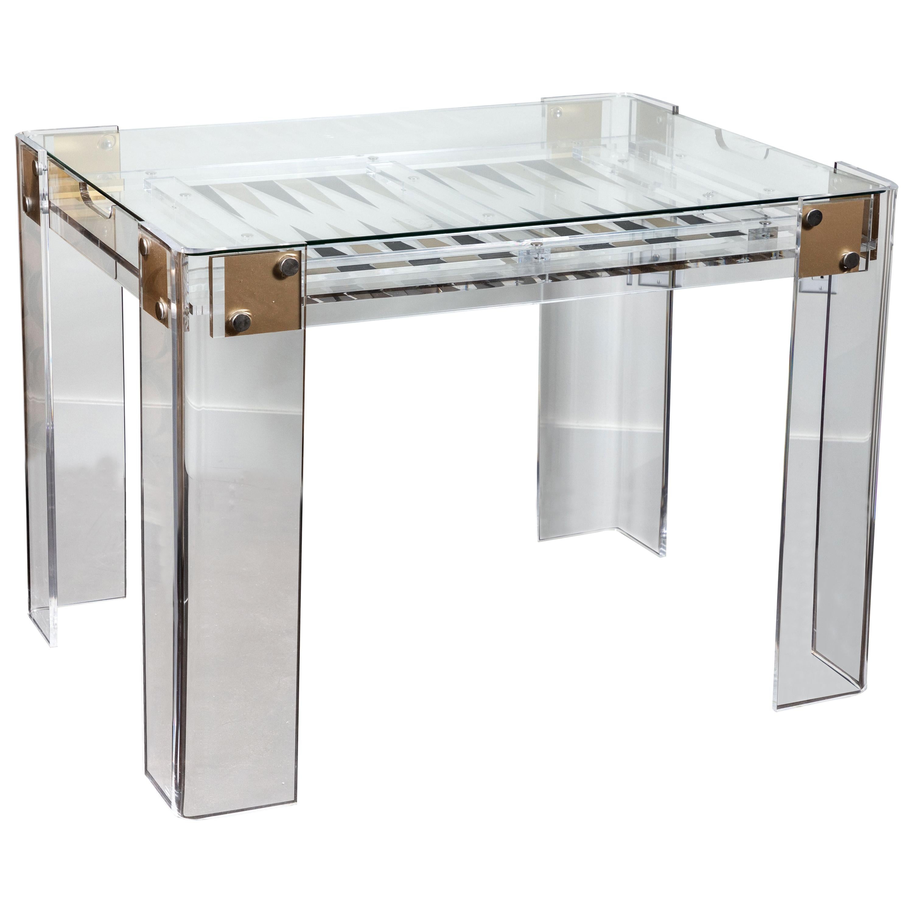 Lucite Backgammon Table in the Manner of Charles Hollis Jones